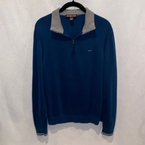 Michael Kors men’s pullover quarter zip blue long sleeve sweater size large